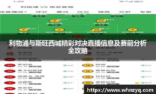 利物浦与斯旺西城精彩对决直播信息及赛前分析全攻略
